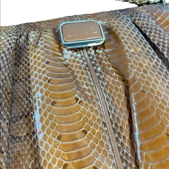 Vintage 1960s Snow White Snake skin leather clutch shoulder bag purse boho - Picture 6 of 16